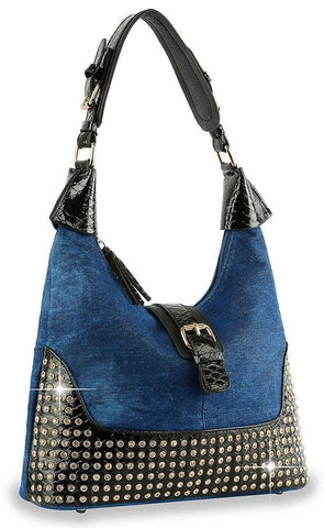 Denim blue with black Decorative Handbag