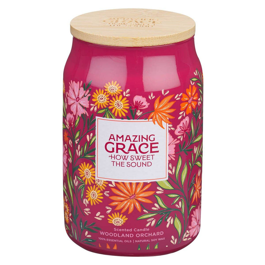 Glass Candle w/ Bamboo Lid Amazing Grace