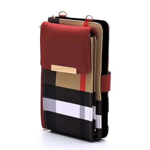 RED Tartan Plaid Wallet Crossbody