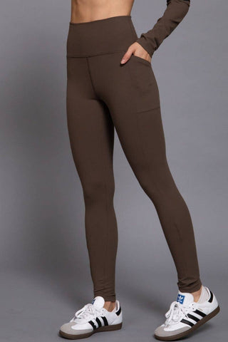 Light Coffee Brown Leggings With Pocket