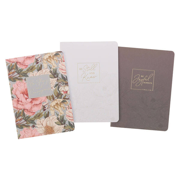 Notebook Set 3pc Strong & Courageous Floral Josh 1:9