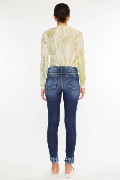 Kan Can fray hem dark jean