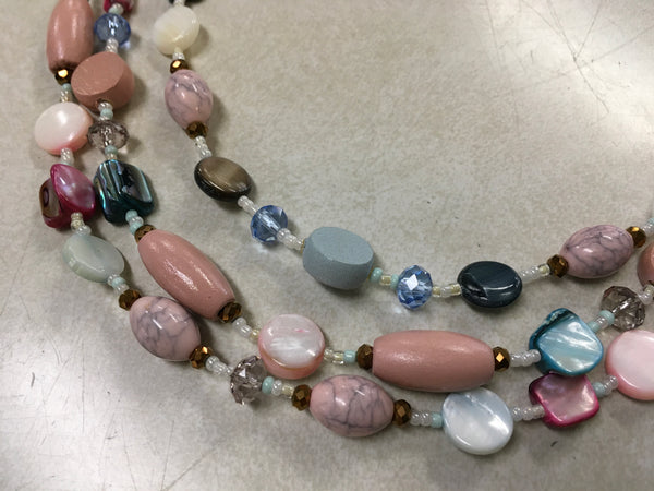 Pink Multi color bead layer necklace set