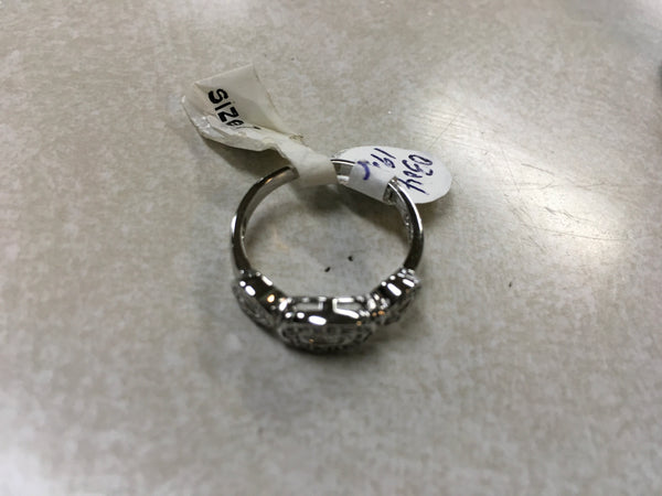 Triple Halo Silver rhinestone ring size 7