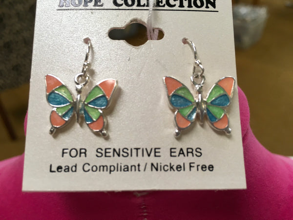 Butterfly multi color earrings