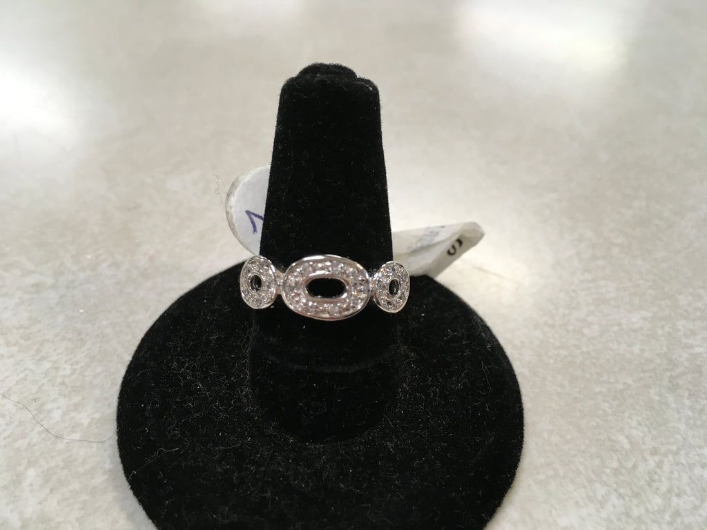 Triple Halo Silver rhinestone ring size 7