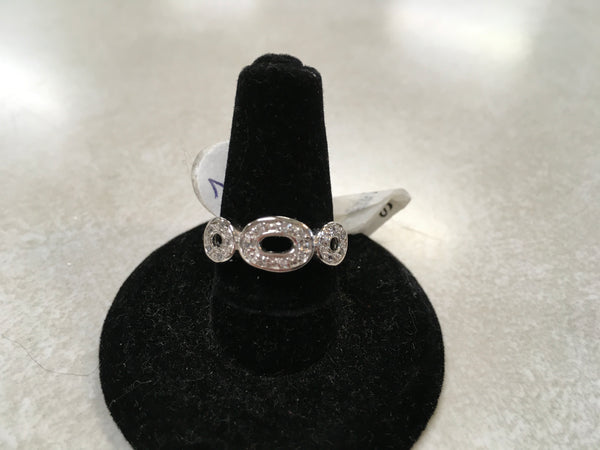 Triple Halo Silver rhinestone ring size 7