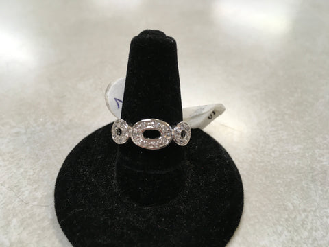 Triple Halo Silver rhinestone ring size 7