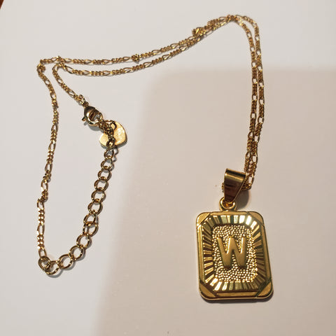 Gold filled W initial necklace