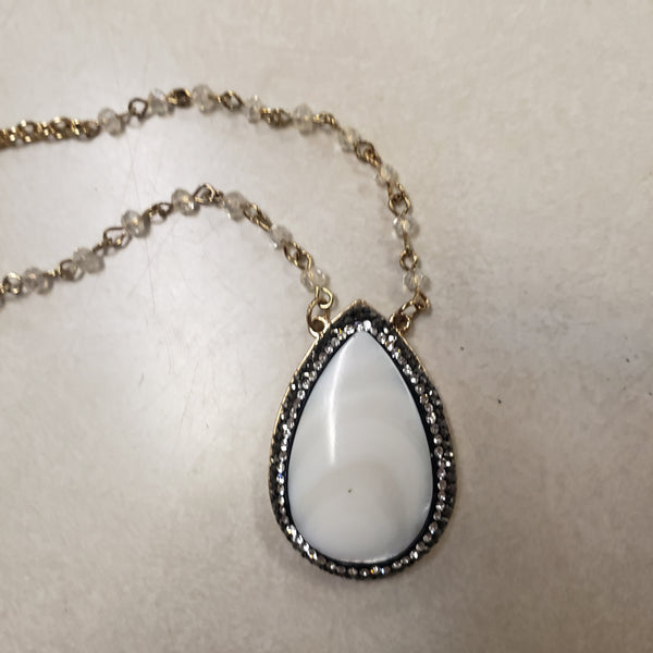 Mother of Pearl tear drop necklace 24"
