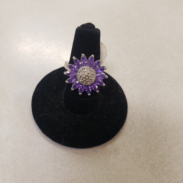 Purple Alexandrite Sunflower CZ  ring size 6