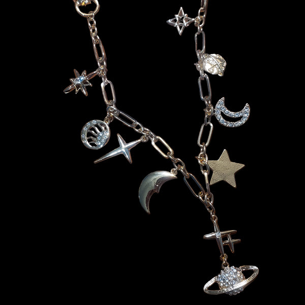 Gold tone Handbag Chain with Charms