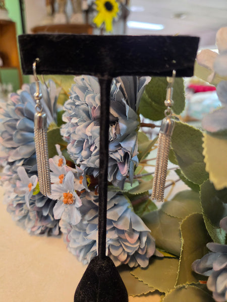 Silver tassel earrings