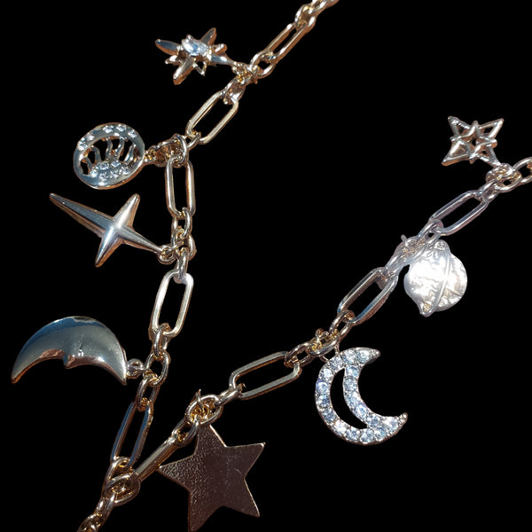 Gold tone Handbag Chain with Charms