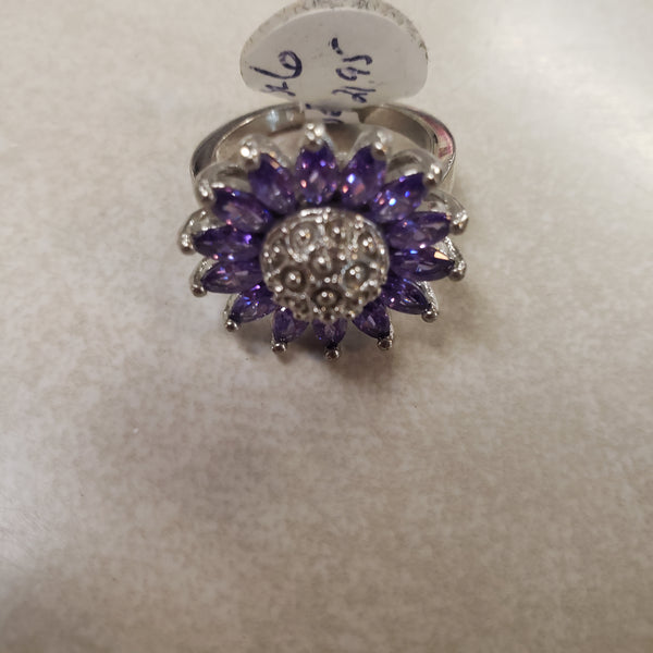 Purple Alexandrite Sunflower CZ  ring size 6