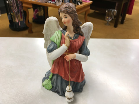 Vintage Owell Grandeur Noel Porcelain Angel Of light kneeling with lantern