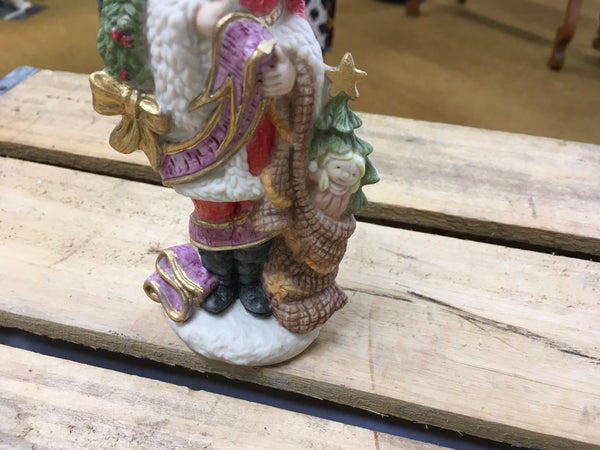 Santa with toys and tree ceramic Preowned