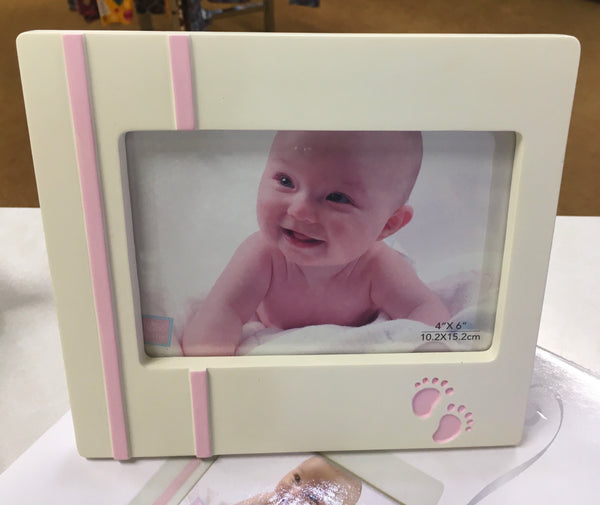 Lullaby Collection Pink footprint photo frame 4” x 6”
