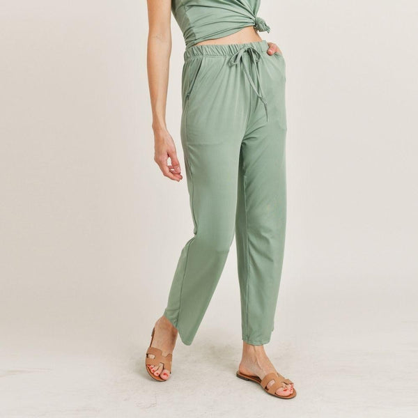 Sage Green Racer Back Tank and Pant Set