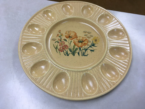 Vintage yellow gold deviled egg plate