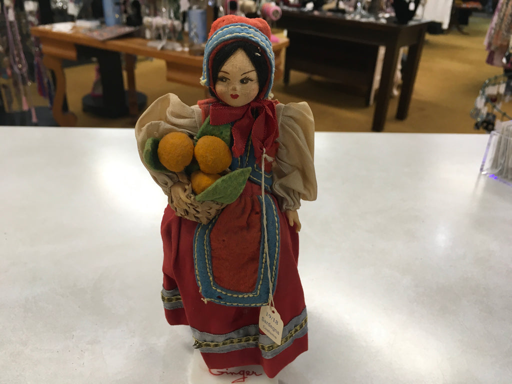 I s Sutton and son “Ginger” doll on stand made in Italy