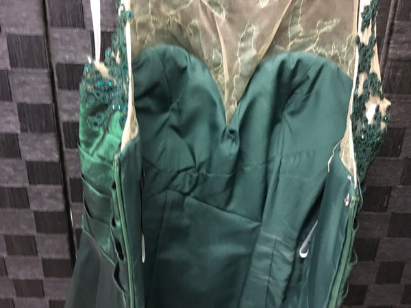 Sequin lace emerald sleeveless Formal Dress Size 6 pre owned