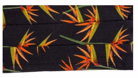 Black Birds of Paradise Pleated Cotton Face Mask