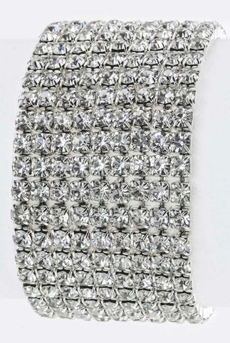 Silver rhinestone 9 line stretch bracelet