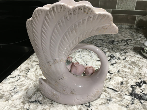 Vintage Enesco Swan china vase 1960s pre owned