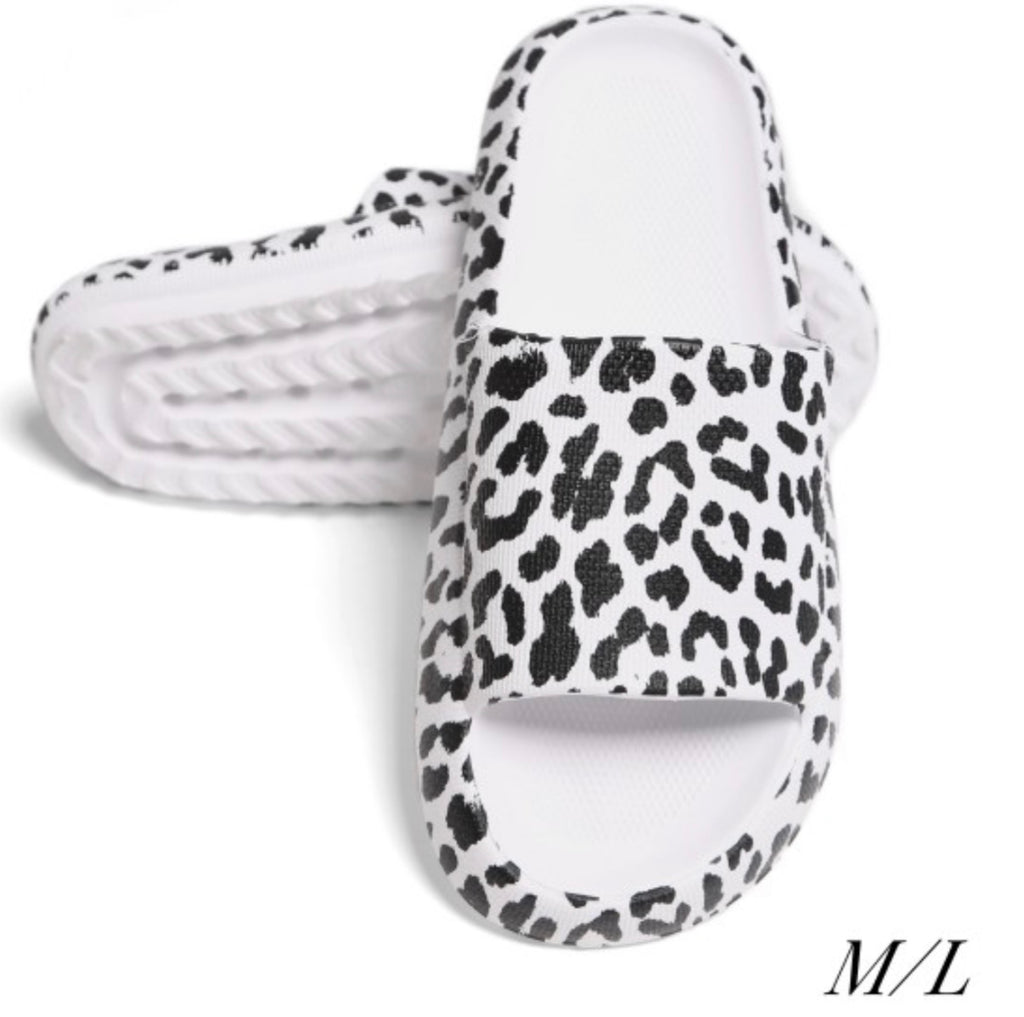 Black white animal print EVA slide sandals M/L
