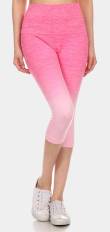 Pink ombre capri leggings