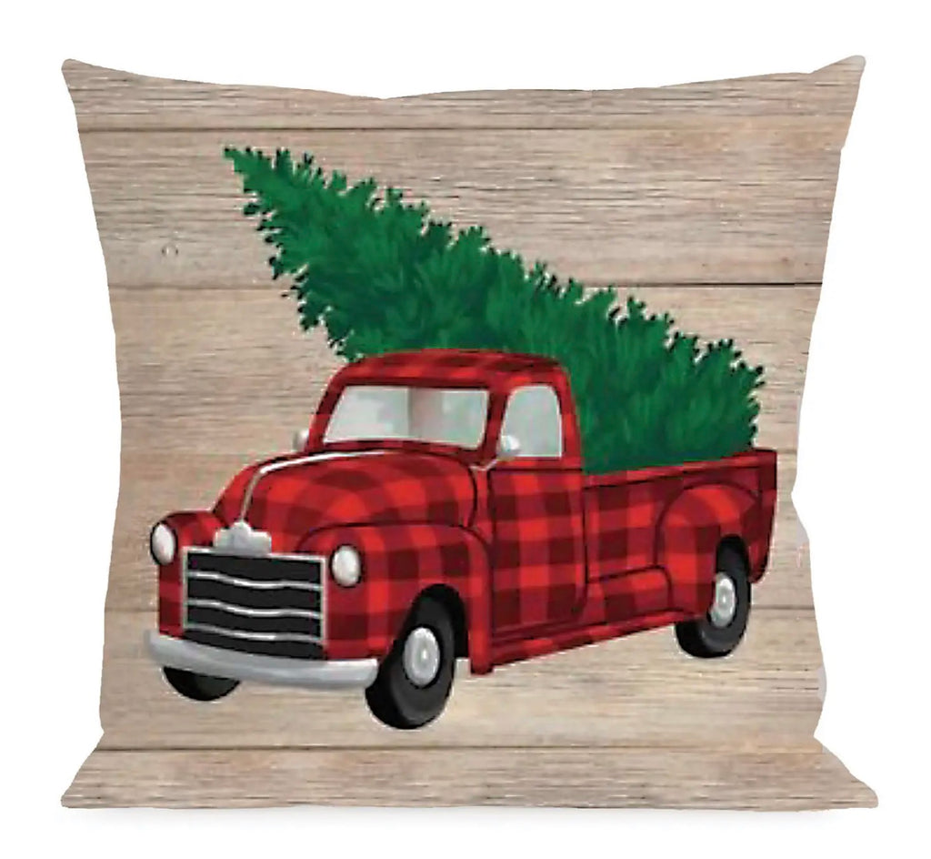Holiday Plaid Truck Pillow Cover