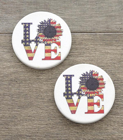 US Love Sunflower Car Coaster Set