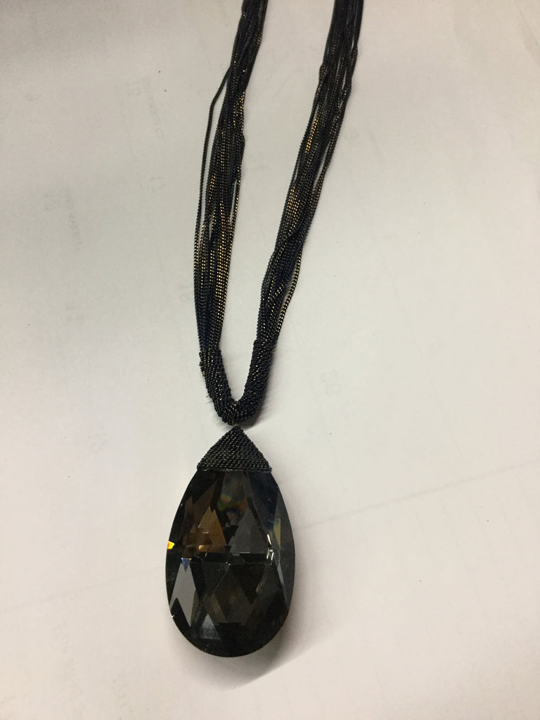 Jumbo crystal teardrop black diamond necklace