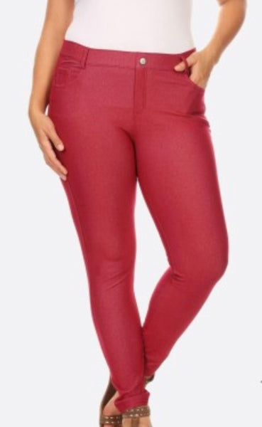 Yelete Burgundy denim stretch jegging PLUS