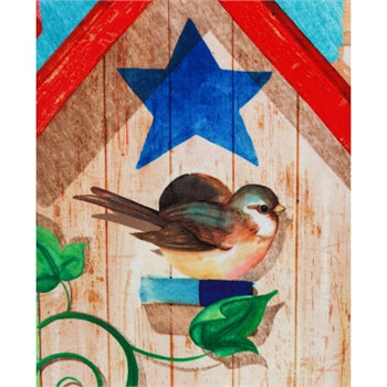 Patriotic Birdhouse Garden Satin Flag