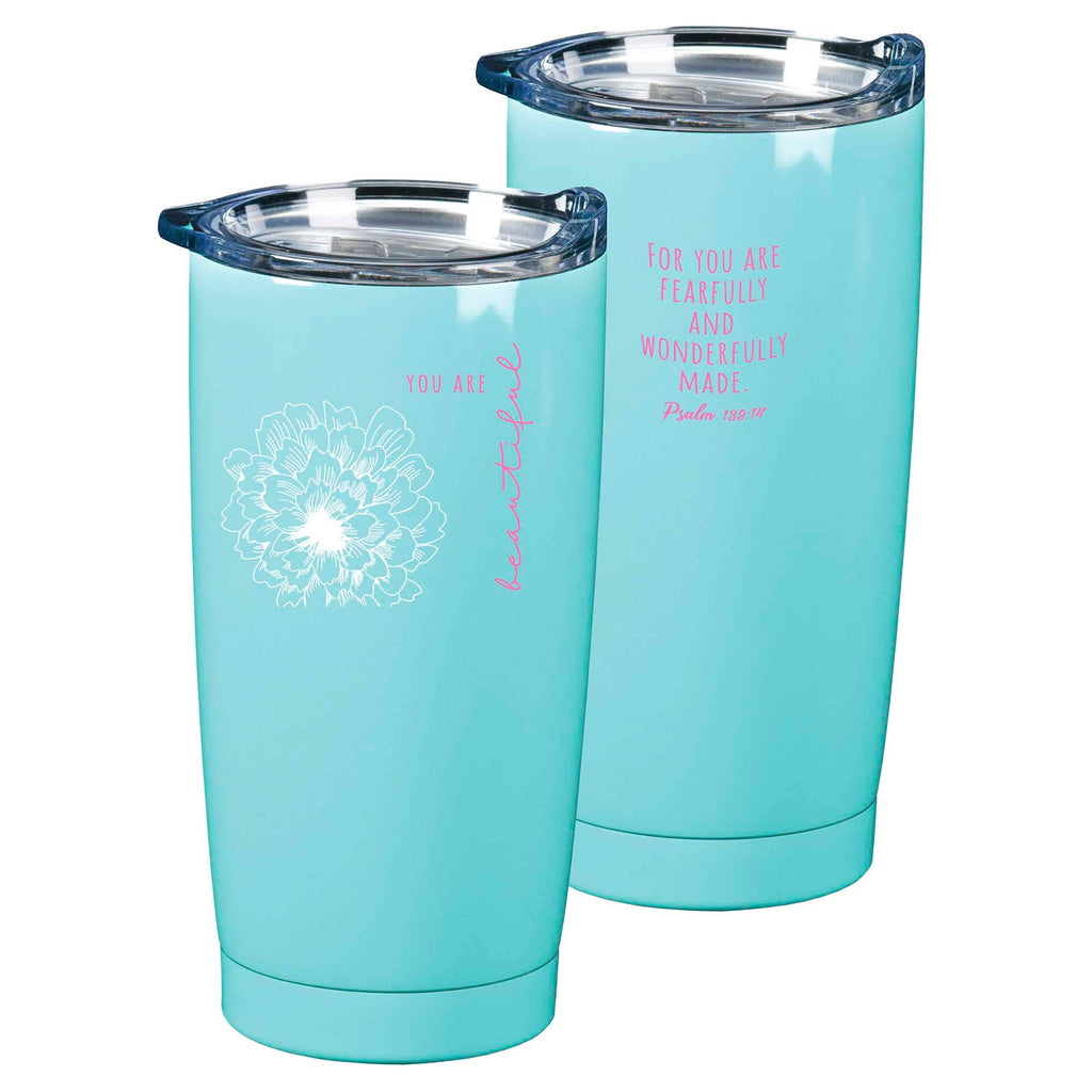 You Are Beautiful Stainless Steel Tumbler Teal 20 oz
