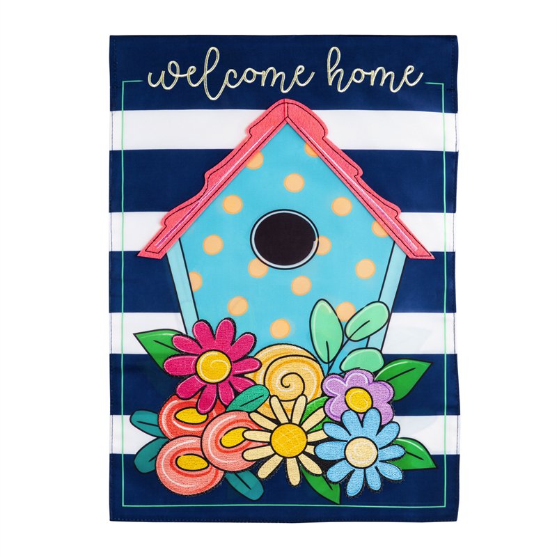 Welcome Home Birdhouse Garden Applique Flag
