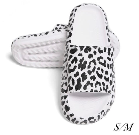 Black white animal print EVA slide sandals S/M