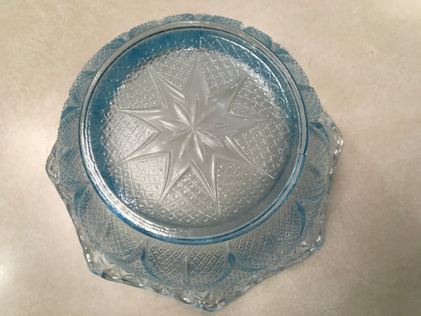 Ice Blue crimped ruffled bowl Princess House preowned