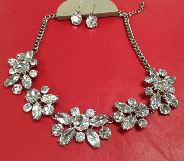 Crystal CZ statement necklace set
