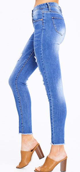 Distressed K's More denim fringe Jean size 15