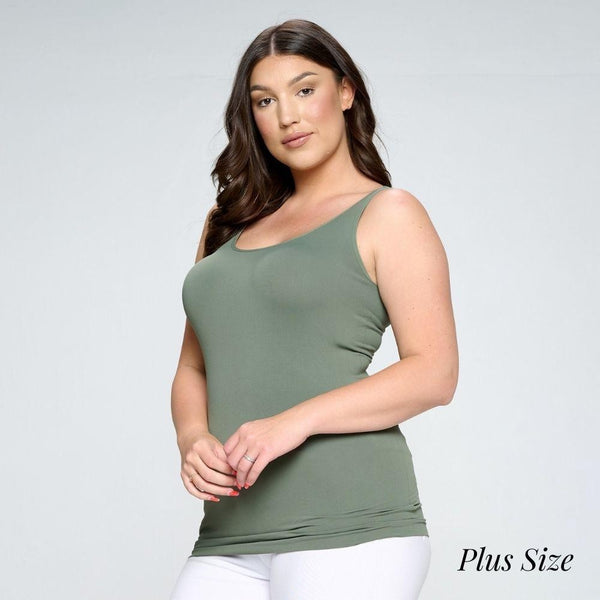 Olive v neck reversible tank top Plus