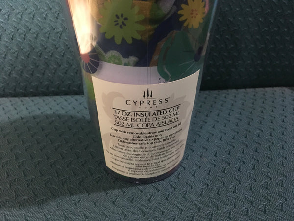 Blue floral travel cup with scarf set