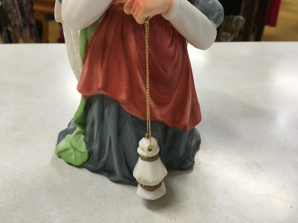 Vintage Owell Grandeur Noel Porcelain Angel Of light kneeling with lantern