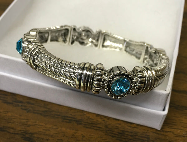 Turquoise blue crystals stretch bracelet