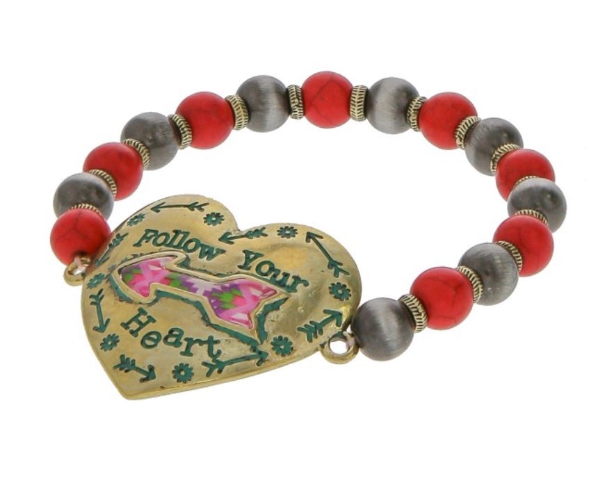 Coral heart bracelet