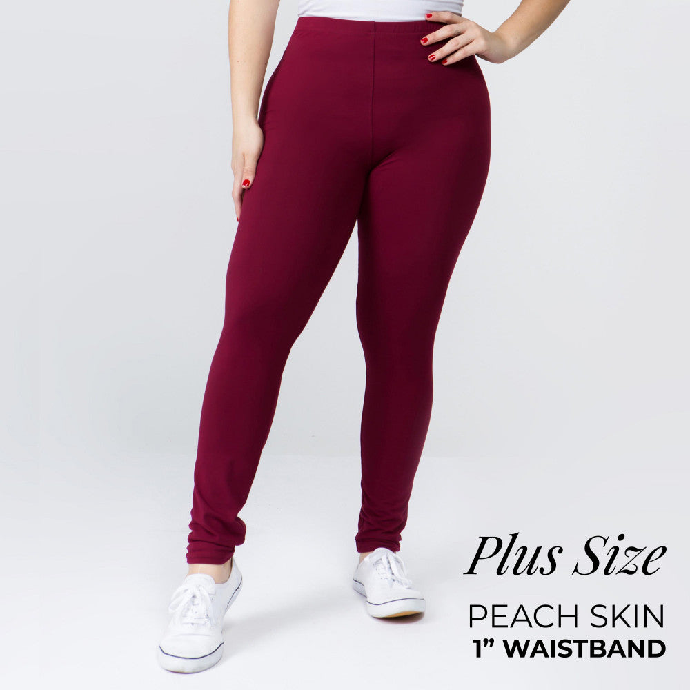 Burgundy peach skin leggings Plus