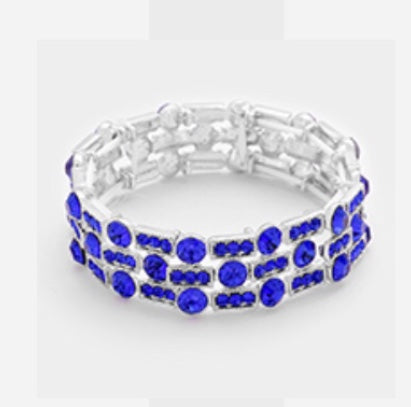 Royal Blue glass crystal stretch bracelet