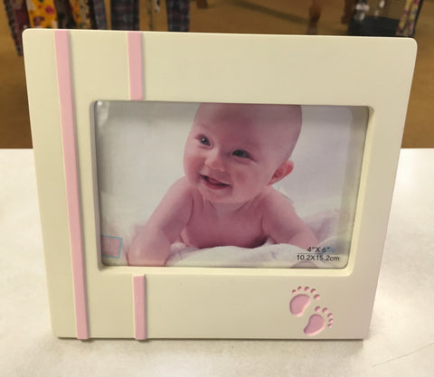 Lullaby Collection Pink footprint photo frame 4” x 6”